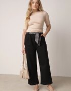 yu & me Pantaloni Eleganți Negri din Bumbac și Viscoză cu Curea-Eșarfă din Material Vetina