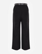 yu & me Pantaloni Eleganți Negri din Bumbac și Viscoză cu Curea-Eșarfă din Material Vetina