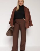 yu & me Pantaloni Maro din Bumbac cu Croială Largă cu Talie Înaltă Danniva
