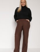 yu & me Pantaloni Maro din Bumbac cu Croială Largă cu Talie Înaltă Danniva