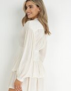 yu & me Rochie Bej Mini cu Volan și Nasturi Othia