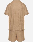 yu & me Set Bej Tricou și Pantaloni scurți cu Model în relief Halinnaia