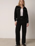 yu & me Set de Trening Negru Retro cu Vâscoză Pantaloni Largi și Bluză cu Guler Înalt Sewelda