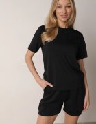 yu & me Set Negru De vară din bumbac și viscoză Tricou și Pantaloni scurți Celinai