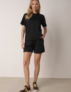 yu & me Set Negru De vară din bumbac și viscoză Tricou și Pantaloni scurți Celinai