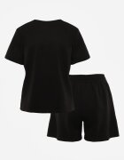 yu & me Set Negru De vară din bumbac și viscoză Tricou și Pantaloni scurți Celinai