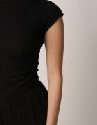 yu & me Set Negru Neted Pantaloni Largi și Bluză Drapată cu Guler Înalt Merithie