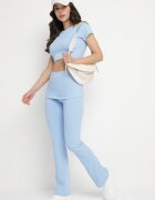 yu & me Set Sport Albastru deschis Mulat Tricou și Pantaloni Clopot rulați Silenira