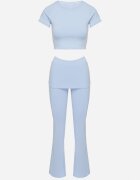 yu & me Set Sport Albastru deschis Mulat Tricou și Pantaloni Clopot rulați Silenira
