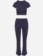 yu & me Set Sportiv Bleumarin Tricou mulat și Pantaloni Clopot cu Manșete Silenira