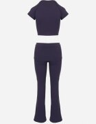 yu & me Set Sportiv Bleumarin Tricou mulat și Pantaloni Clopot cu Manșete Silenira