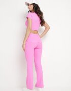 yu & me Set Sportiv Roz Mulat Tricou și Pantaloni evazați cu manșete Silenira