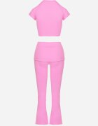 yu & me Set Sportiv Roz Mulat Tricou și Pantaloni evazați cu manșete Silenira