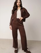 yu & me Set trening din bumbac cu hanorac cu fermoar și pantaloni largi cu lampas Maxite Maro