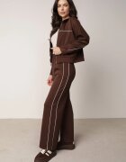 yu & me Set trening din bumbac cu hanorac cu fermoar și pantaloni largi cu lampas Maxite Maro