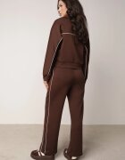yu & me Set trening din bumbac cu hanorac cu fermoar și pantaloni largi cu lampas Maxite Maro