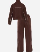 yu & me Set trening din bumbac cu hanorac cu fermoar și pantaloni largi cu lampas Maxite Maro