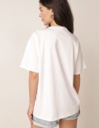 yu & me T-shirt oversize din bumbac cu aplicații bijuterii la decolteu Tesana Alb