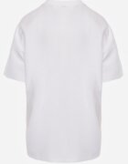 yu & me T-shirt oversize din bumbac cu aplicații bijuterii la decolteu Tesana Alb