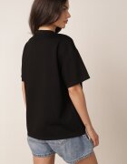 yu & me T-shirt oversize din bumbac cu aplicații bijuterii la decolteu Tesana Negru