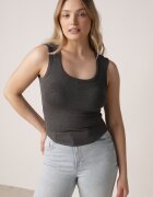 yu & me Top Mulat Gri Fără Mâneci din Viscoză cu Decolteu Pătrat Madu