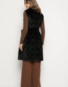 yu & me Vestă Imblănită Neagră cu curea legată și cusături decorative Raetila