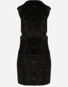 yu & me Vestă Imblănită Neagră cu curea legată și cusături decorative Raetila