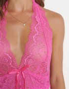 yuna Cămașă de noapte Fucsia Dantelată cu Decupaj Decorativ și Stringuri Avino