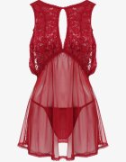 yuna Rochie de noapte Bordeaux cu Decupaj la Decolteu și stringuri Prosill