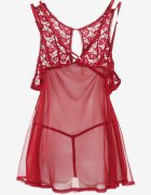 yuna Rochie de noapte Bordeaux cu Decupaj la Decolteu și stringuri Prosill