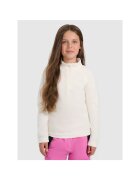 4F Bluza sport fete - fleece - alb