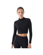 4F Bluza sport maneca lunga - croiala slim - guler ridicat - negru - poliamida -