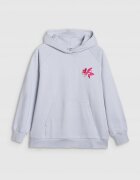 4F Hanorac oversized - albastru - bumbac - gluga - fara fermoar