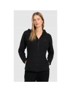 4F Hanorac sport dama - polar slim cu gluga - negru - material subtire - 2 buzunare cu fermoar