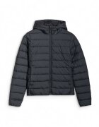 4F Jacheta de puf pentru femei - neagra - umplutura din puf sintetic reciclat - gluga - design usor