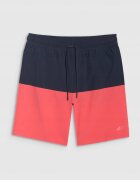4F Pantaloni scurti de plaja barbati sportivi - rosu/albastru - poliester