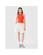4F Pantaloni scurti de sport supradimensionati - alb - bumbac 85% - fara captuseala
