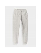 4F Pantaloni sport pentru fete - gri - material bumbac - 2 buzunare - croiala normala