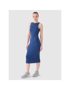 4F Rochie sport dama - tricotata cu nervuri - elastic - bleumarin - 95% bumba