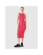 4F Rochie sport dama - tricotata cu nervuri - roz - 95% bumbac - elastica