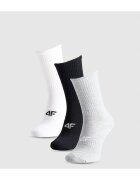 4F Set 3 x Perechi sosete dama alb-gri-negru - 35-38 - bumbac