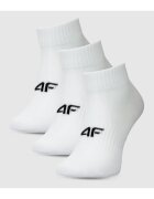 4F Set sosete dama lungi pana la glezna - bumbac - alb - 3 perechi