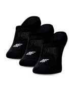 4F Set Sosete Talpici Barbati Negru Intens - 3 Perechi Confortabile No-Show - Material Bumbac Elastic - Sport & Casual - Constructie Fara Cusaturi -