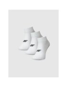 4F Sosete pentru fete - set de 3 - lungi pana la glezna - bumbac - alb