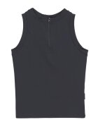 4F Top Sport Casual Fara Maneci pentru Femei Slim Fit - Cropped Negru - Tricot Elastic Interlock - Decolteu Rotund cu Fermoar - Material Sustenabil - Sezon SS25
