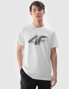 4F Tricou Barbati Alb - Bumbac 100% - Imprimeu Casual/SPORTSTYLE - Marimi S-XXL
