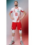 4F Tricou barbati bumbac - alb/rosu - tehnologie de uscare - pentru volei