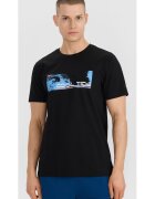 4F Tricou Barbati "Cool Tide" Bumbac Negru - Regular Fit - 180gsm - Casual & Sportstyle