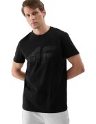 4F Tricou barbati maneca scurta - negru - bumbac - croiala regulata