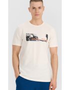 4F Tricou Barbati Regular "Cool Tide" - Alb Ecru - Bumbac 100% - Casual-Sportstyle - Marimi S-XXL